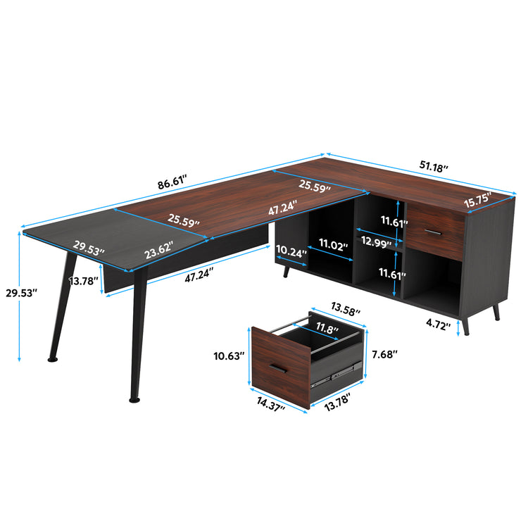 Executive Desk with File Cabinet