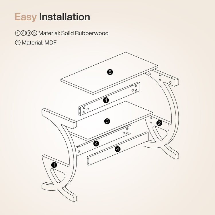 Solid Wood End Table, Narrow 2-Tier Side Table with Storage Shelf