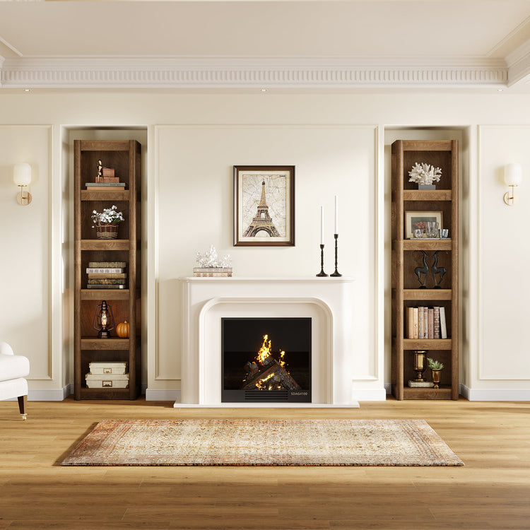 5-Tier Narrow Bookcase, 70.9" Farmhouse Bookshelf with Open Storage Rack