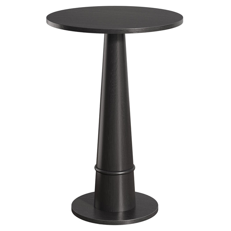 Round Bar Table, 37.4" High Pub Cocktail Table with Solid Wood Pillar