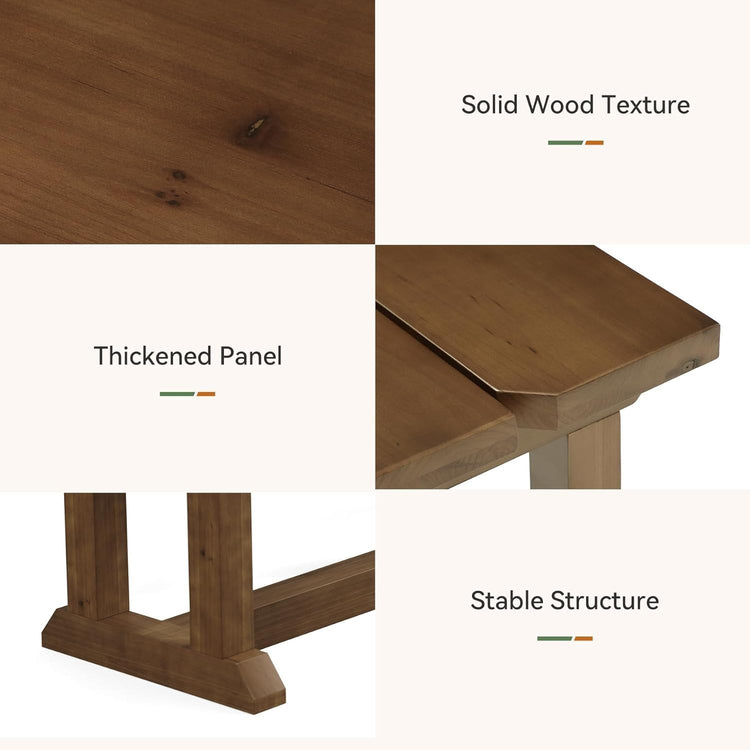 Solid Wood Shoe Bench, 59" Farmhouse Entryway Bench Bed Seat