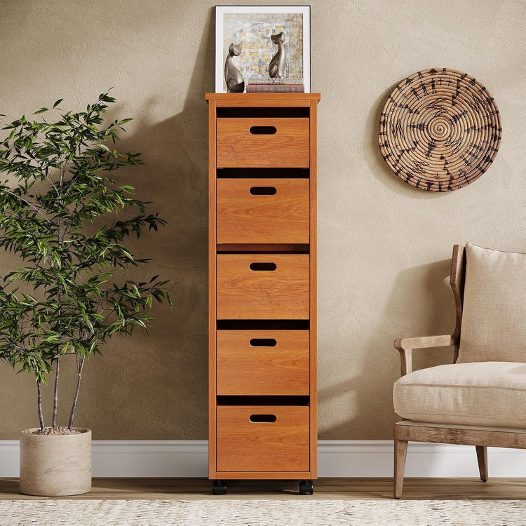 Slim Storage Cabinet, Tall Organizer Tower Vertical Tower Unit with Wheels