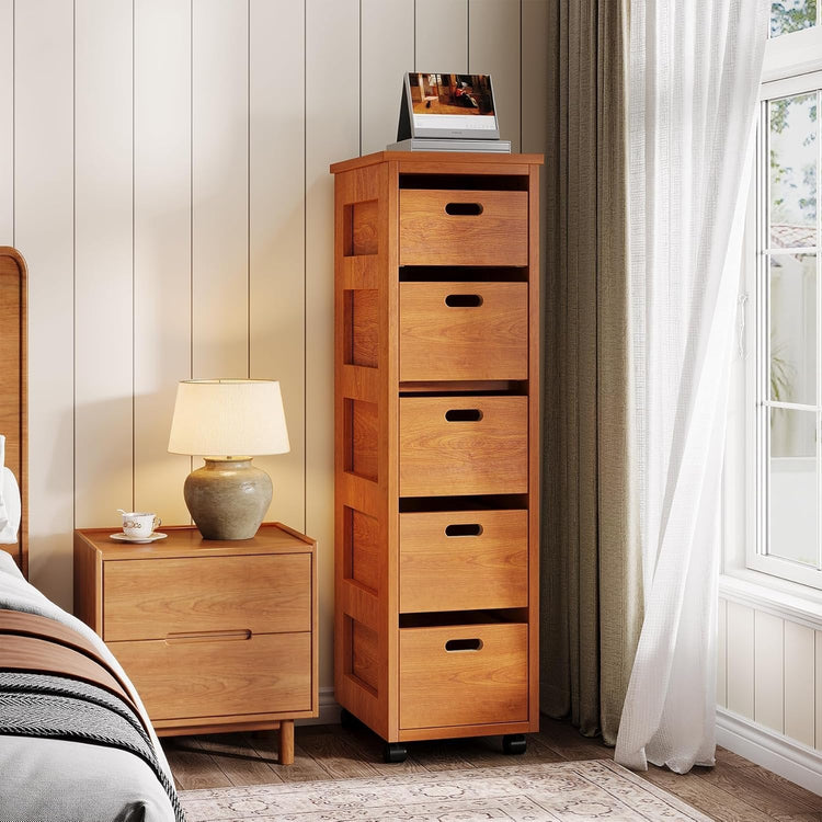 Slim Storage Cabinet, Tall Organizer Tower Vertical Tower Unit with Wheels