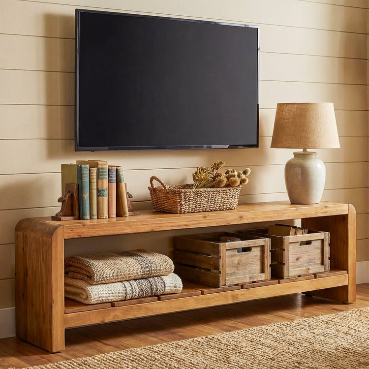 Solid Wood Tv Stand, Rustic Entertainment Center Media Console for Tv Up to 65"