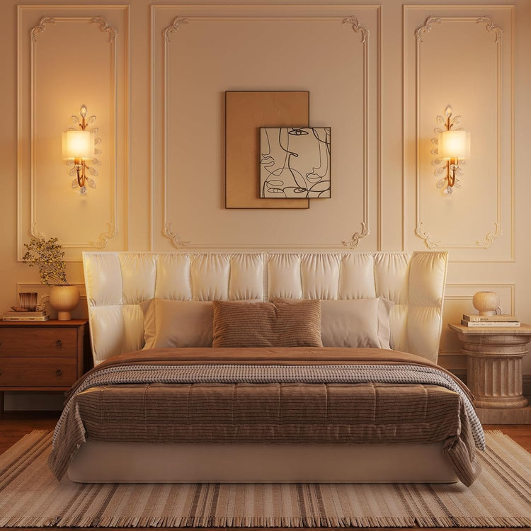 Wall Light Fixtures, Decorative Wall Sconce with Crystal Leaves Shape for Living Room(E12 Base)