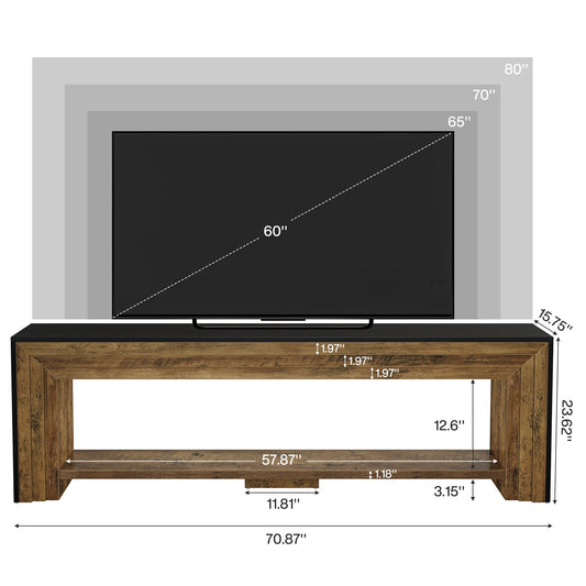 70" TV Stand, Long Entertainment Center with Shelves for Up to 80" TV