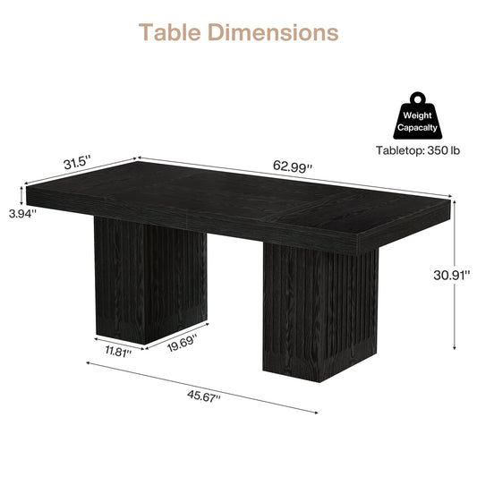 63" Executive Desk, Modern Office Computer Desk with Double Pedestal