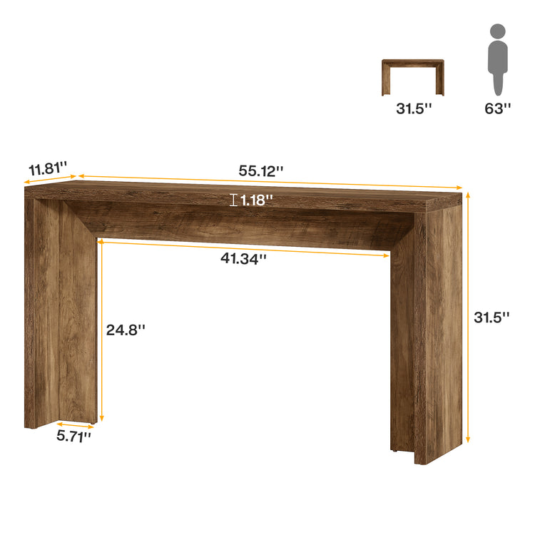 55" Rustic Console Table, Farmhouse Sofa Table Hallway Table