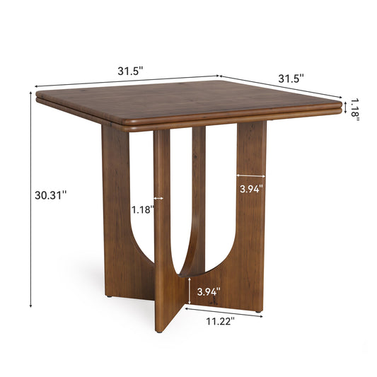 Square Solid Wood Dining Table, 31.5" Kitchen Table for 2-4 People