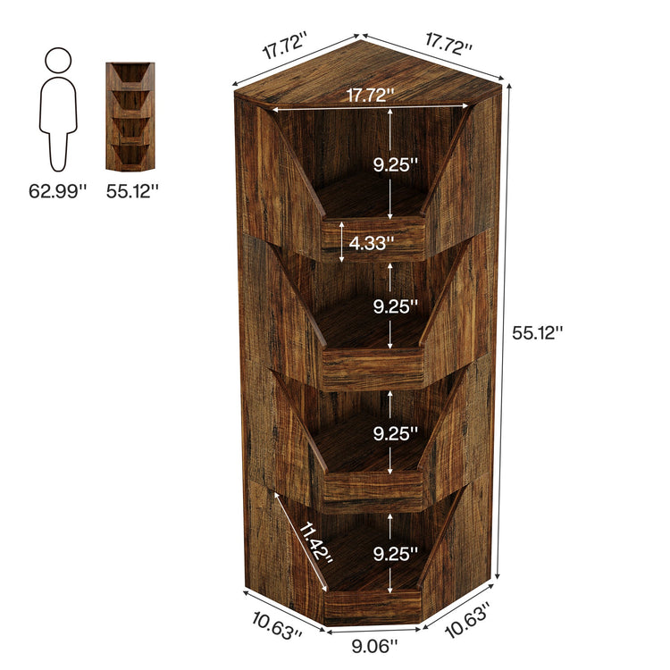 4-Tier Fruit and Vegetable Storage Rack, 55.12" Corner Storage Basket Stand