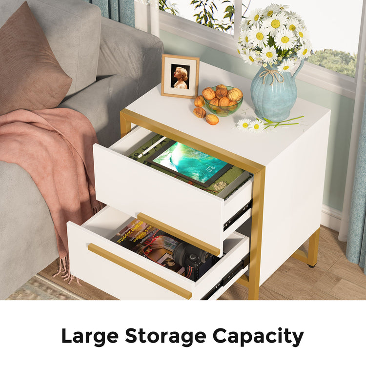2-Drawer Nightstand, Modern Bedside Cabinet End Table Tribesigns