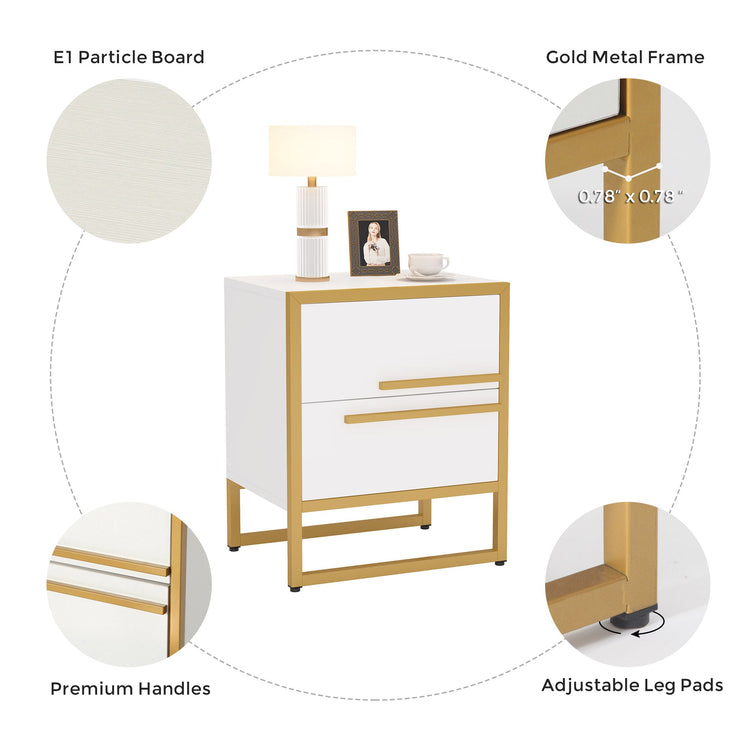 2-Drawer Nightstand, Modern Bedside Cabinet End Table Tribesigns