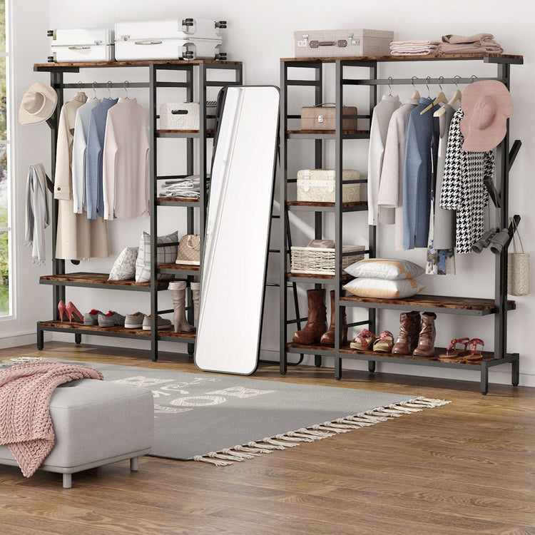 Freestanding Closet Organizer, Heavy Duty Clothes Shelf Tribesigns