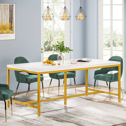 63" Dining Table, Rectangle Kitchen Table for 6 People Tribesigns