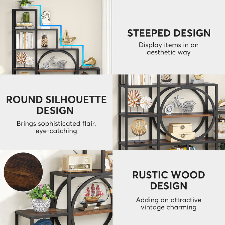Tribesigns Bookshelf, 6 Tier Ladder Bookshelf 12 Cubes Stepped Etagere Bookcase Tribesigns
