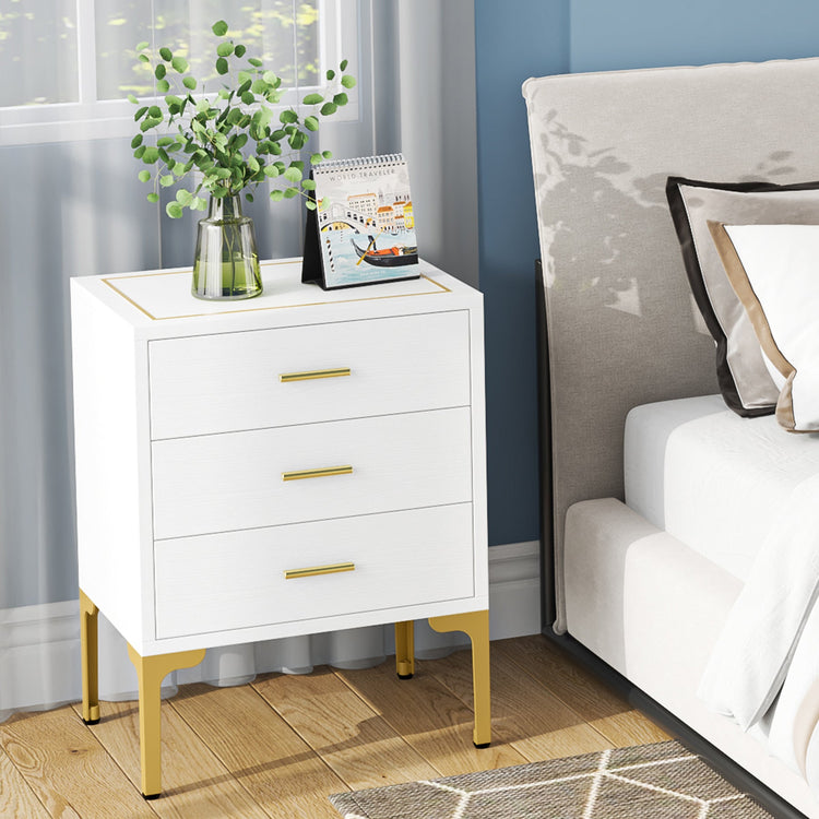 Nightstand, Modern 3 Drawers Bedside Table with Square Side Top Tribesigns
