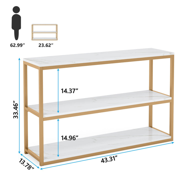 Console Table, Faux Marble Top 3-Tier Sofa Entryway Table Tribesigns