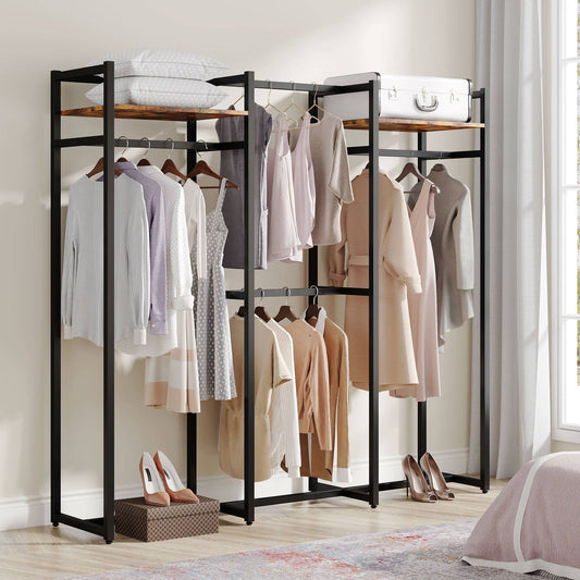 Freestanding Closet Organizer, Large Garment Clothes Rack Tribesigns