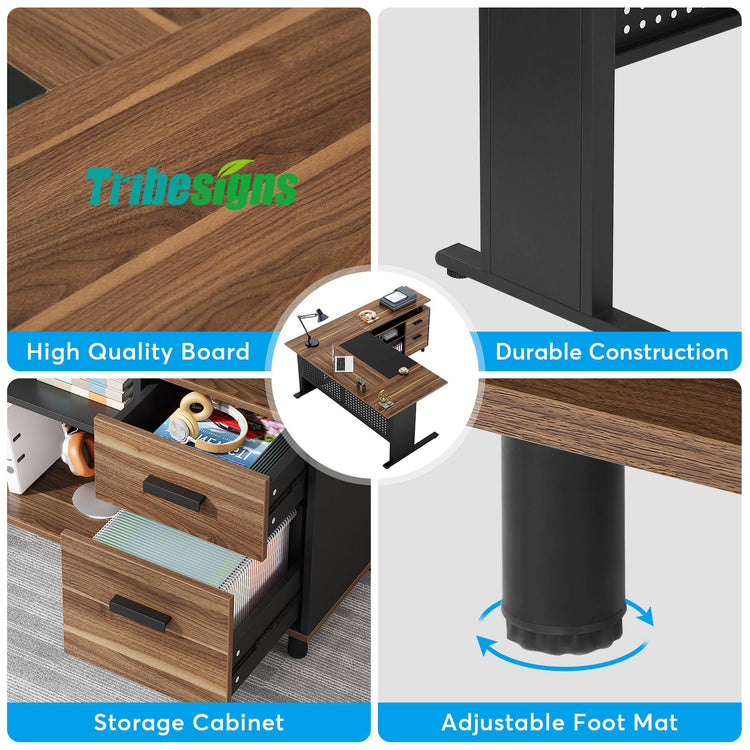 Tribesigns L-Shaped Desk, 63" Computer Executive Desk with File Cabinet Tribesigns
