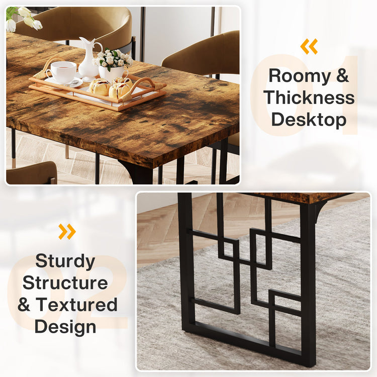 63" Executive Desk, Industrial Study Computer Desk with Metal Legs Tribesigns