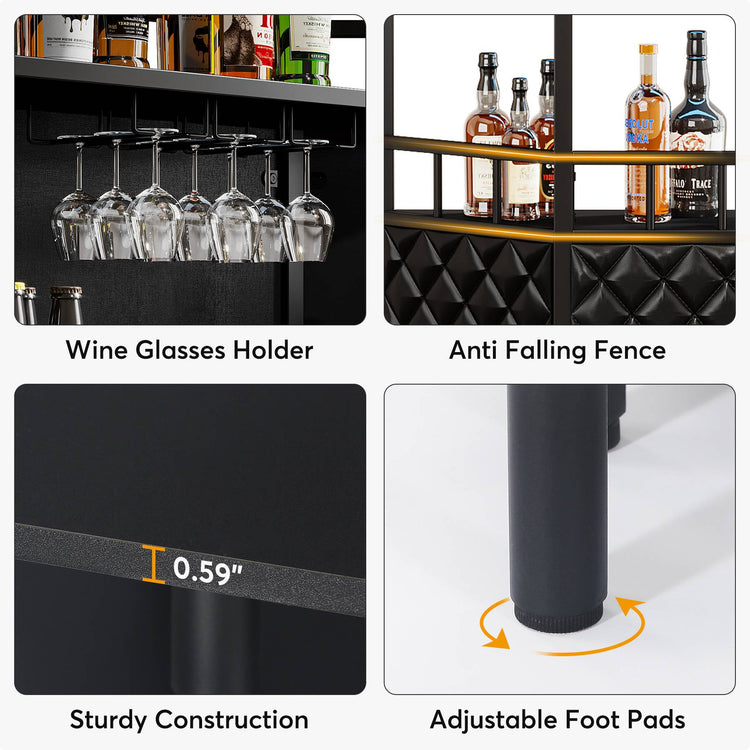 Bar Unit, 4 Tier Home Bar Cabinet with Storage Shelves and Footrest Tribesigns