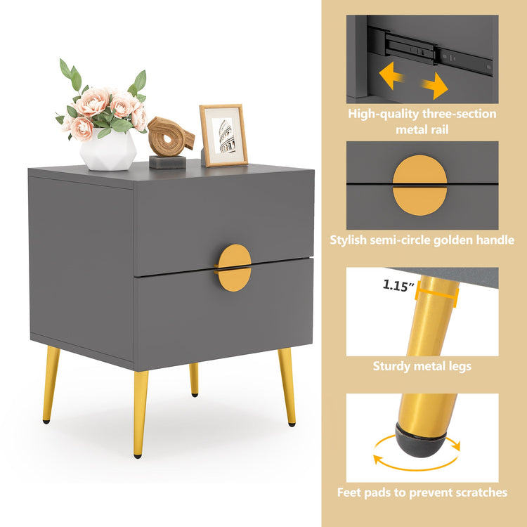 Nightstands, Modern Bedside Table with 2 Drawers Tribesigns