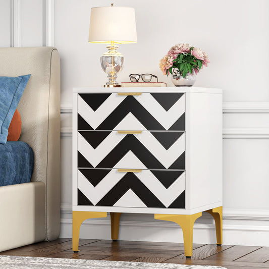 Nightstand, Modern 3-Drawer End Table Bedside Table for Bedroom Tribesigns