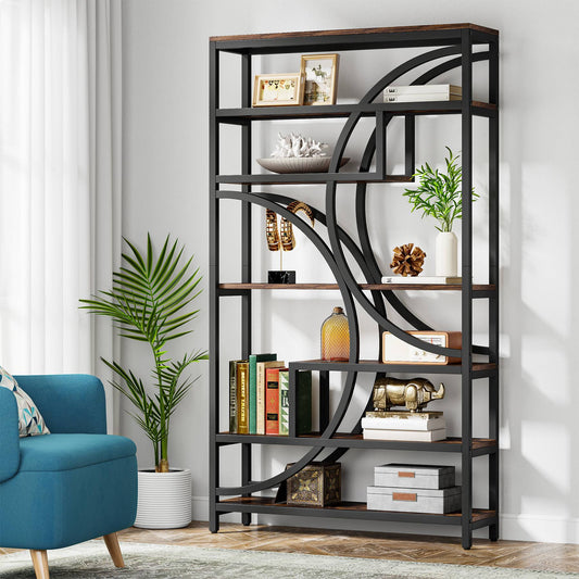 Tribesigns Bookshelf, 70" Staggered Bookcase 7-Tier Display Organizer Tribesigns
