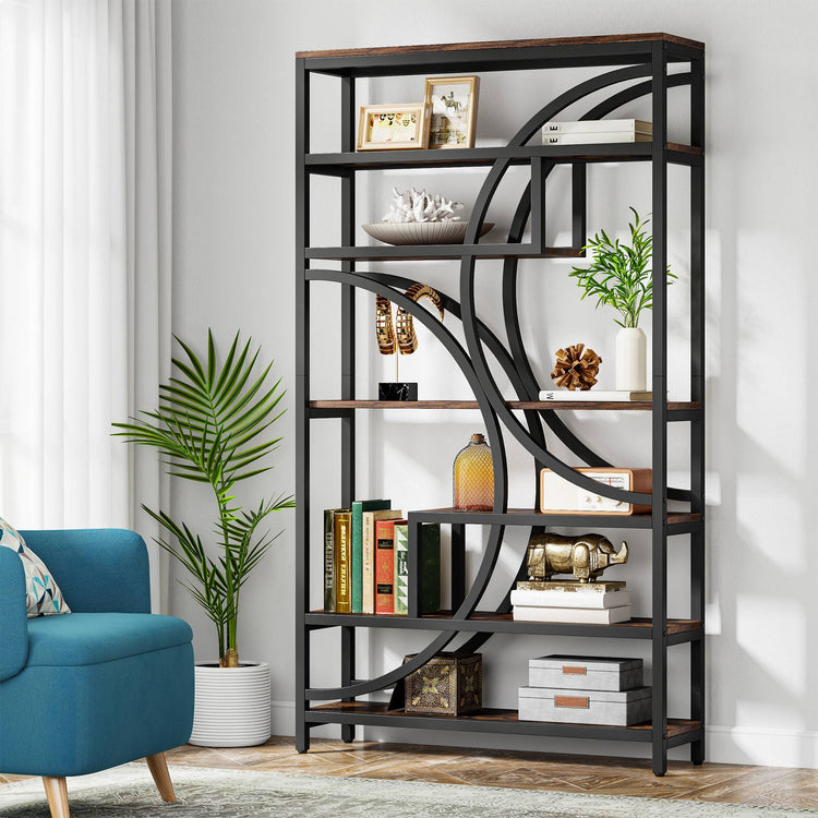 Tribesigns Bookshelf, 70" Staggered Bookcase 7-Tier Display Organizer Tribesigns