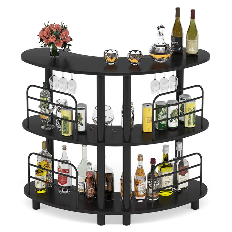 Bar Unit, 3 Tier Liquor Bar Cabinet with Storage Shelves Tribesigns
