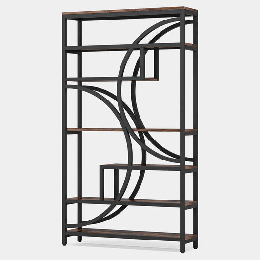 Tribesigns Bookshelf, 70" Staggered Bookcase 7-Tier Display Organizer Tribesigns