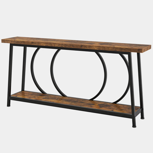 Console Table, 70.9" Sofa Entryway Table with 2 Open Storage Shelves Tribesigns