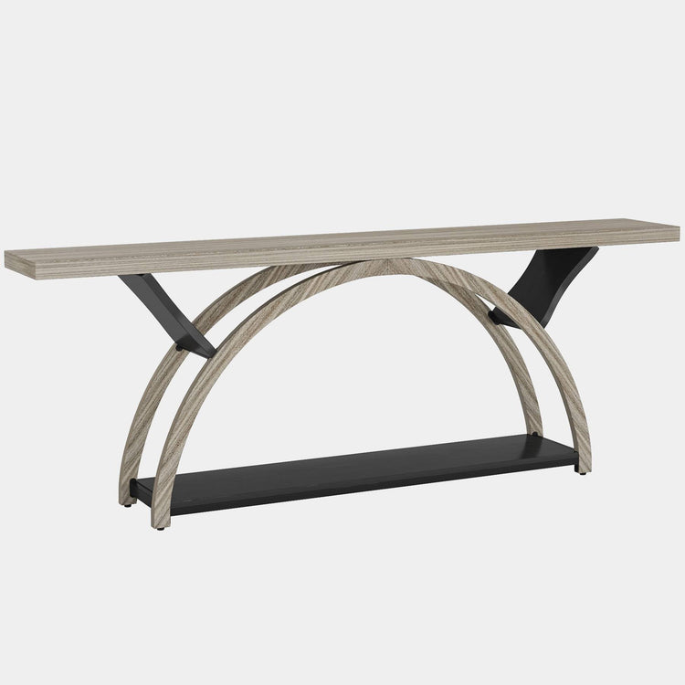2-Tier Console Table, 70.9" Entryway Table with Half Moon Frame Tribesigns