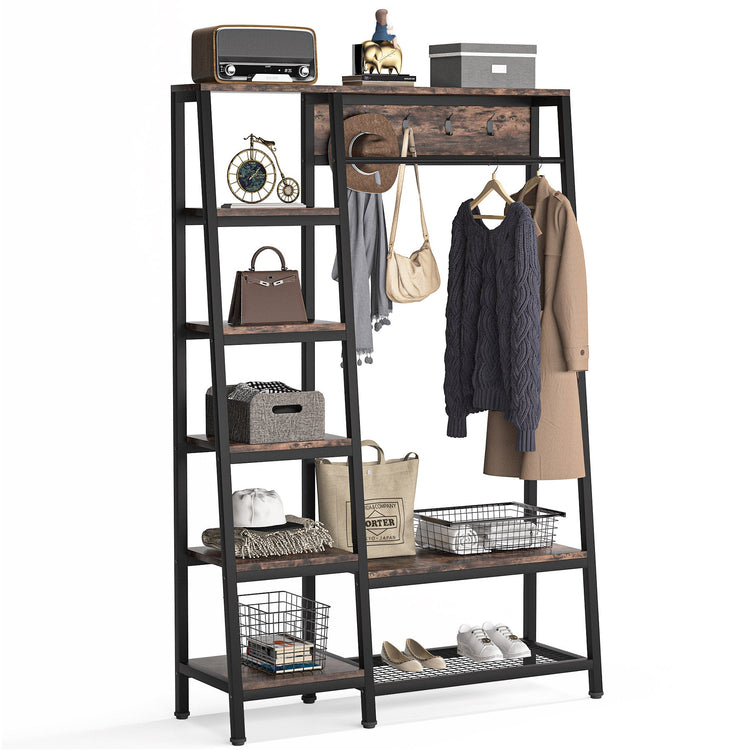Freestanding Closet Organizer, Hall Trees with Shoes Bench Tribesigns