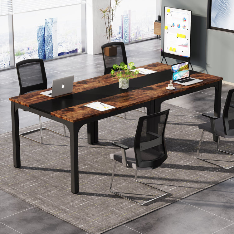 2-Piece Conference Table, Industrial Meeting Tables Set of 2 Tribesigns