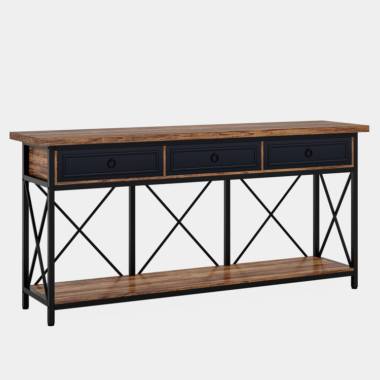 Console Table, 70.8" Sofa Foyer Table with 3 Drawers & Storage Shelf Tribesigns