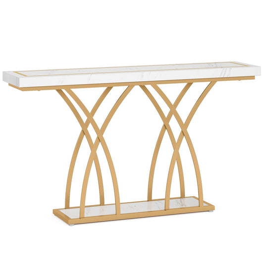 Console Table, 55 Inch Modern Faux Marble Entryway Table Tribesigns