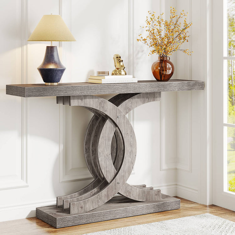 39" Farmhouse Console Table Entryway Table with Geometric Base Tribesigns