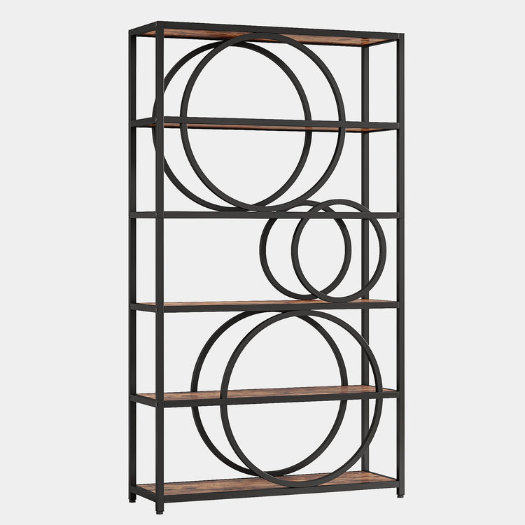 Tribesigns Bookshelf, 5-Tier Bookcase Display Rack with Chic Circular Design Tribesigns