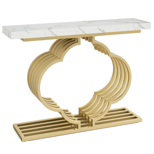 41" Modern Console Table Entryway Sofa Table with Flower Shaped Pedestal Tribesigns