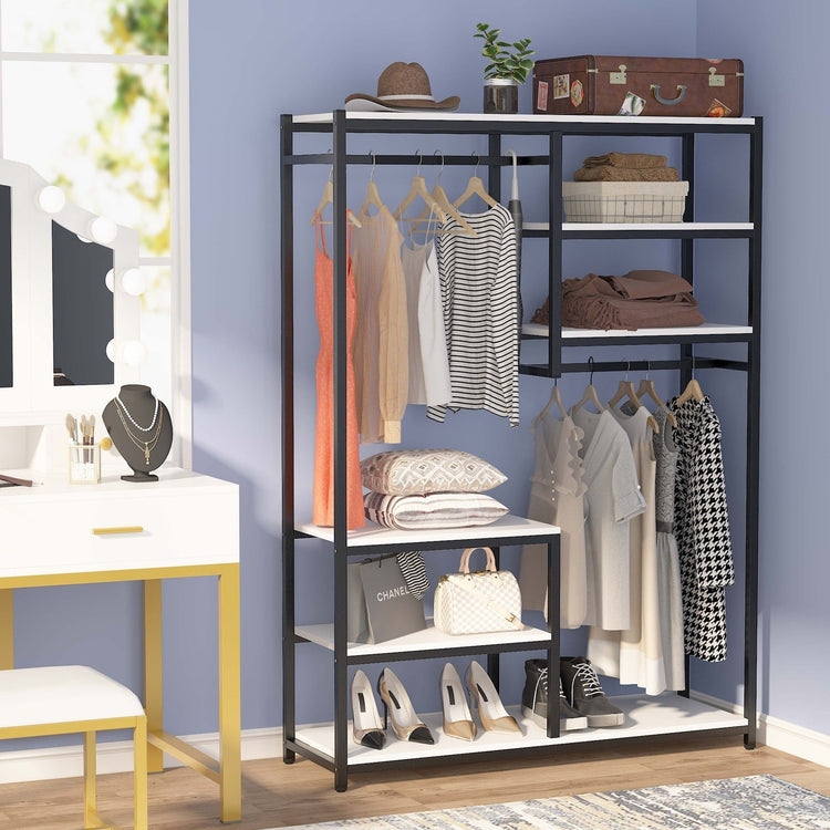 Freestanding Closet Organizer, 47 inches Wide Garment Racks Tribesigns