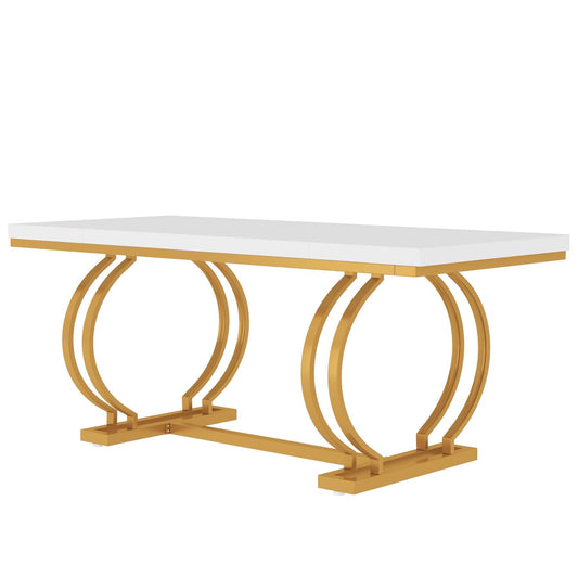 Tribesigns Executive Desk, 70.9" Modern Computer Desk with Gold Metal Frame Tribesigns
