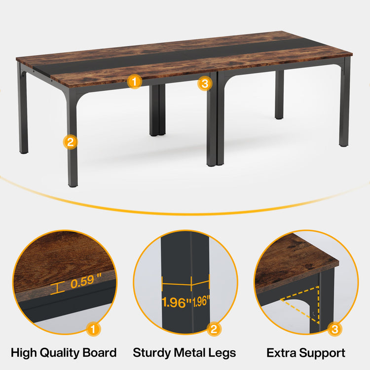 2-Piece Conference Table, Industrial Meeting Tables Set of 2 Tribesigns