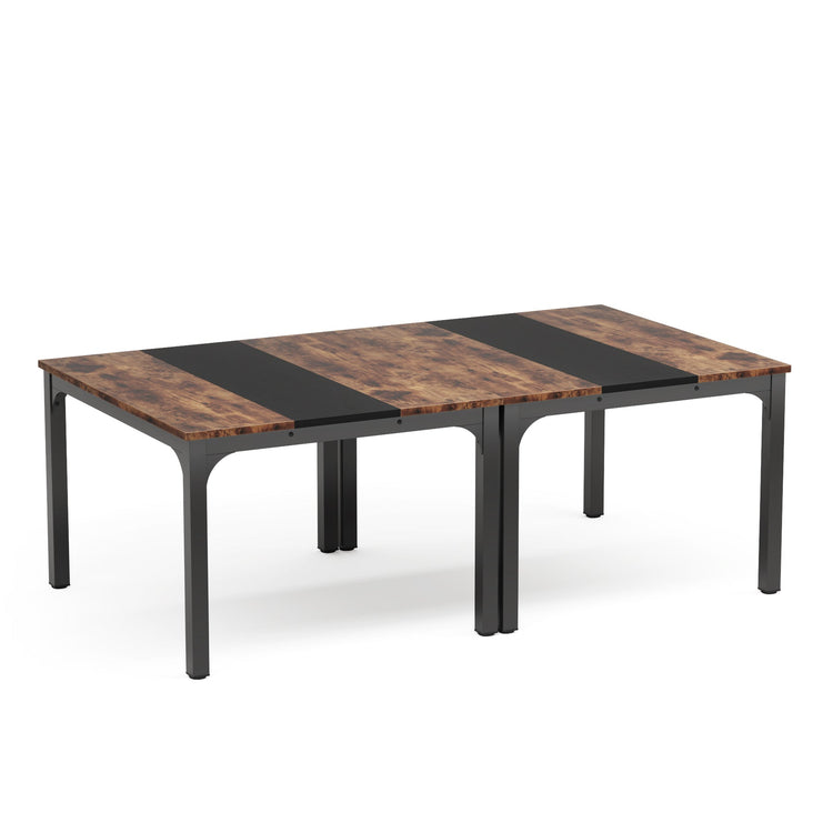 2-Piece Conference Table, Industrial Meeting Tables Set of 2 Tribesigns