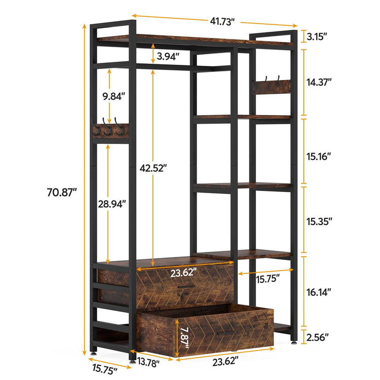 Freestanding Closet Organizer, Garment Rack with 2 Fabric Drawers Tribesigns