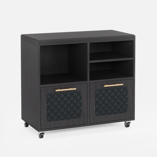 2-Drawer File Cabinet with Shelves, Mobile Wood Storage Cabinet Tribesigns