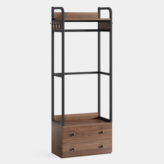Freestanding Closet Organizer, Coat Rack with Drawers and Shelves Tribesigns