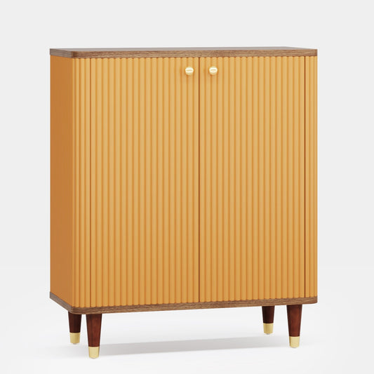 24-Pair Wood Shoe Cabinet with Doors & Adjustable Shelves Tribesigns