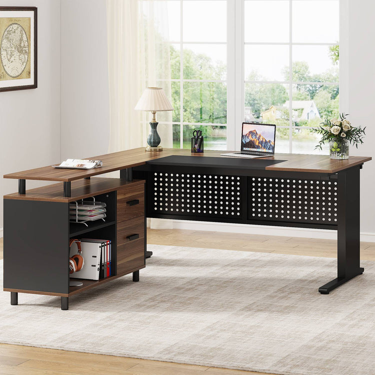 Tribesigns L-Shaped Desk, 63" Computer Executive Desk with File Cabinet Tribesigns