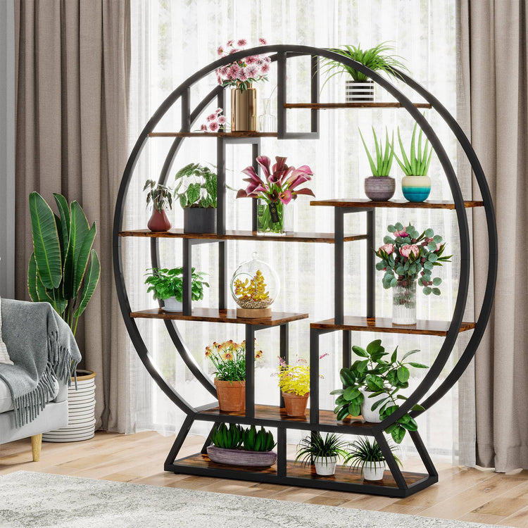 Plant Stand, 63" Round Flower Pot Plant Rack with 8 Shelves Tribesigns